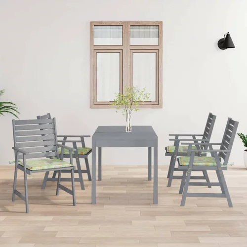  Zunanji jedilni stoli z blazinami 4 kosi trden akacijev les, (20661264)
