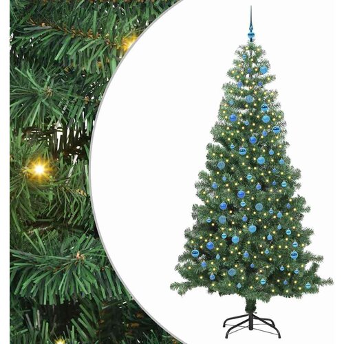 vidaXL Božično drevo med 300 LED z stojalom Zelena 240 cm PVC Cene