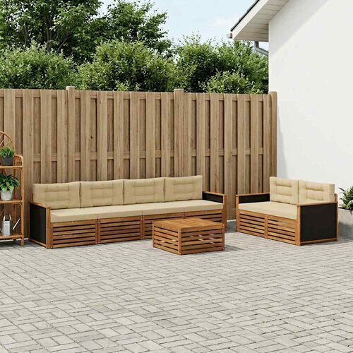  Set vanjskih sofa s jastukom 7 pcs Prirodna i bež Poliester Cene