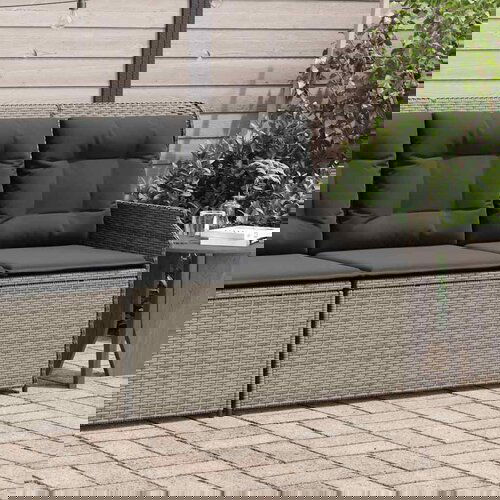 vidaXL Vrtna klop z blazinami siv poli ratan Cene