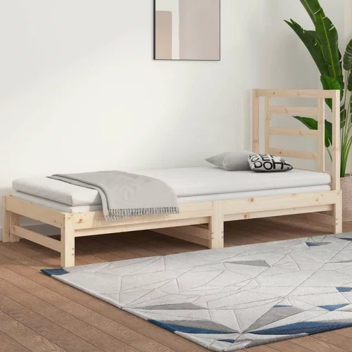  Izvlečna dnevna postelja 2x(90x200) cm trdna borovina, (20726553)