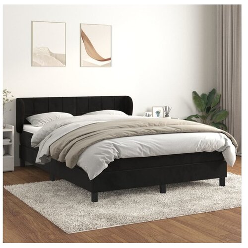  Box spring posteljni z vzmetnico črn 140x190 cm žamet Cene