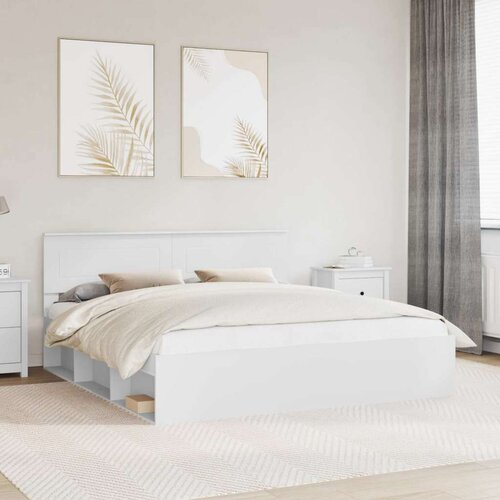  Okvir za krevet Bijelo 200 x 200 cm Konstruirano drvo Cijene