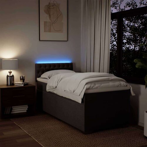 vidaXL Box spring postelja z vzmetnico temno rjava 100x200 cm blago Cene