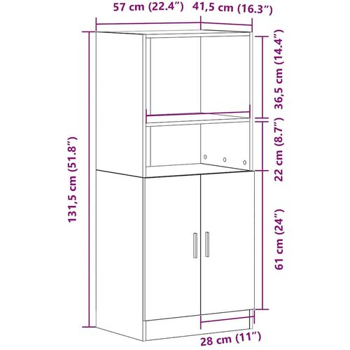 VidaXL kuhinjski ormarić crni 57x41,5x131,5 cm od konstruiranog drva Slike