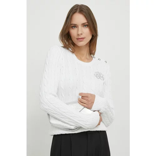 Polo Ralph Lauren Bombažen pulover bela barva