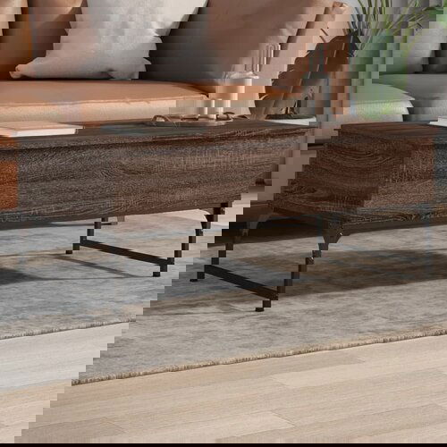 VidaXL Stolić za kavu smeđa boja hrasta 100 x 50 x 40 cm drvo i metal Slike