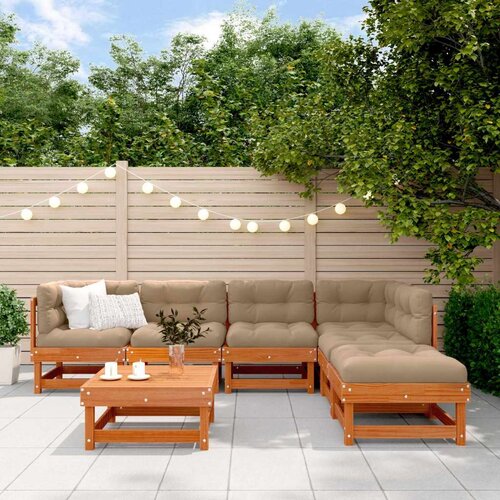  Set lounge namještaja za vrt 7 pcs Vosak Smeđa Masivna borovina - Vosak smeđa Cene