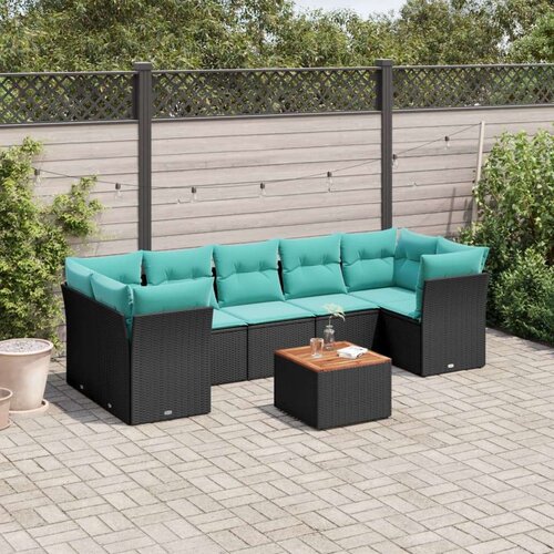  Vrtna garnitura - 8-dijelni set vrtnih sofa od poliratana s jastucima crni - Crna 2x corner+3x centre+1x garden+7x back+5x seat Cijene