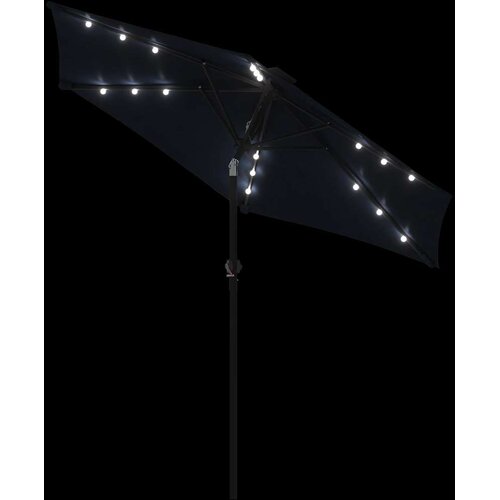  Vrtni suncobran s čeličnom &amp;scaron;ipkom LED crni 225 x 225 x 212 cm Slike