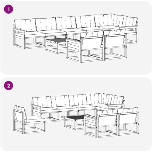  Set vanjskih sofa 9 kom. Bijela i bež Slike