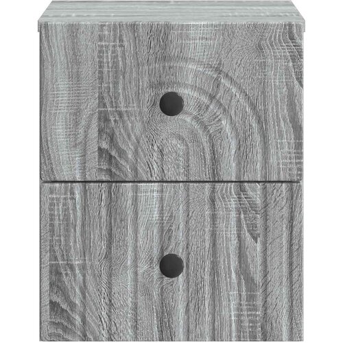  Noćni ormarić za montažu na zid s ladicama 2 pcs Siva sonoma Slike