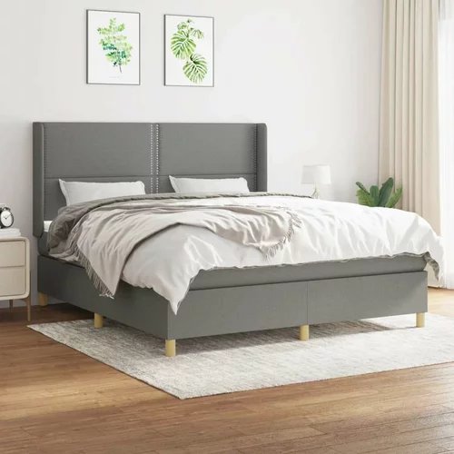  Box spring postelja z vzmetnico temno siva 160x200 cm blago, (20900219)