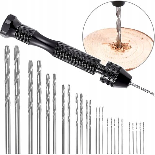 Rosfix ROČNA MINI VRTALNA STISKALNICA ČRNE BARVE + KOMPLET 25 SVEDROV 0,5-3 MM ZA LES IN PLASTIKO, (22104233) Slike