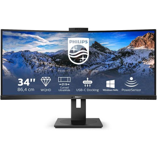 Philips 346P1CRH 34&amp;quot; UltraWide ukrivljen monitor z USB-C &amp;quot;docking&amp;quot; postajo za prenosnik Slike