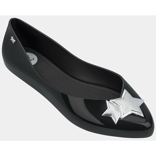 Zaxy Black shiny ballerinas with details in silver Chic Slike