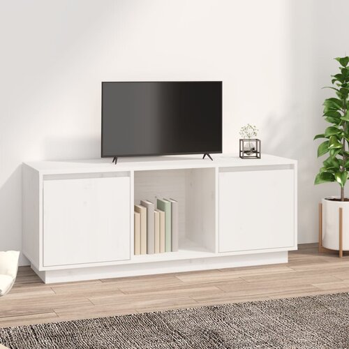 The Living Store TV omarica bela 110,5x35x44 cm trdna borovina - TV Omarica, (21375669) Slike