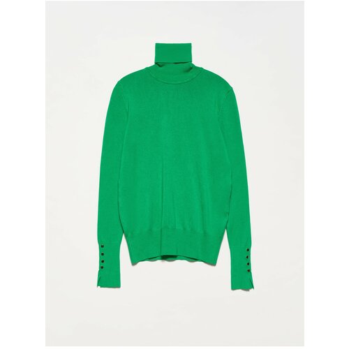 Dilvin 1268 Turtleneck Sleeve Dropped Sweater-green Slike