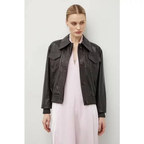 Remain Kožna jakna za žene, boja: smeđa, za prijelazno razdoblje, oversize