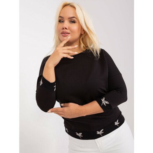 Fashion Hunters Black women's blouse with a round neckline Slike