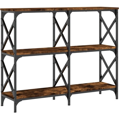 Maison Chic konzolna miza - miza ob steni dimljen hrast 100x28x80,5 cm inženirski les, (21785773) Slike