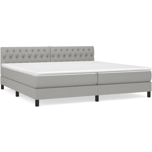 VidaXL Box spring postelja z vzmetnico svetlo siva 200x200 cm blago, (20725450) Slike