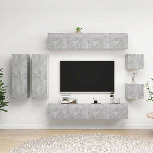  8-dijelni set TV ormarića siva boja betona od iverice Cijene