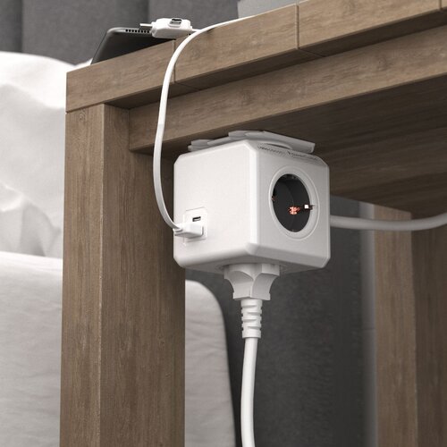 ALLOCACOC DESIGNNEST Allocacoc 10435/DEEUAC produžni kabl sa 4 utičnice i USB A+C, sivi Cene