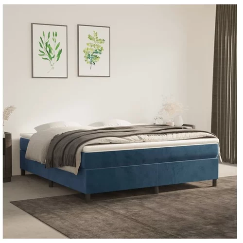  Box spring postelja z vzmetnico temno modra 180x200 cm žamet