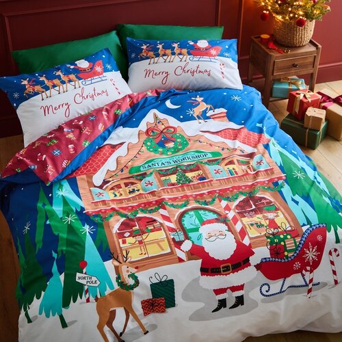 Catherine Lansfield Posteljina za bračni krevet/za produženi krevet 230x220 cm Santa&amp;#039;s Workshop &amp;ndash; Slike