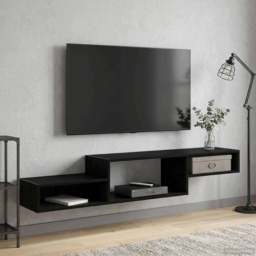TV ormar za montažu na zid Zidna montaža Crni hrast - Crni hrast Cene