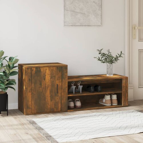 VidaXL Omarica za čevlje dimljeni hrast 130x35x54 cm inženirski les Slike