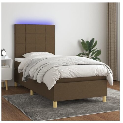 vidaXL Box spring postelja z vzmetnico LED temno rjava 100x2 Cene