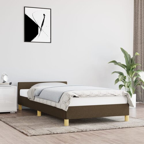 VidaXL Posteljni okvir z vzglavjem temno rjav 100x200 cm blago Slike