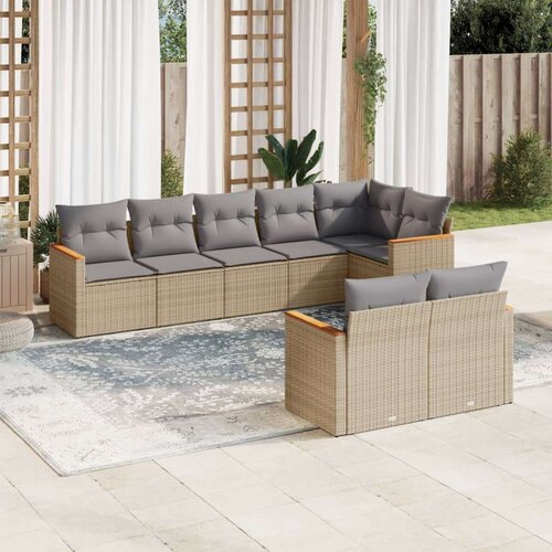  8-dijelni set vrtnih sofa s jastucima bež od poliratana Cene