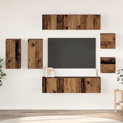 vidaXL Set TV komoda s policom Zidne s pohranom s vratima 8 pcs Staro drvo 30.5 x 30 x 60 cm Cene