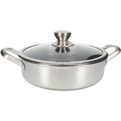 Cheffinger premium inox globoka ponev proti prijemanju z satjem s pokrovom 24 cm, srebrna, (21553015) Cene