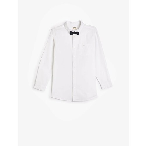 Koton School Shirt With Bow Tie Detailed Long Sleeve Cotton Classic Collar Cene