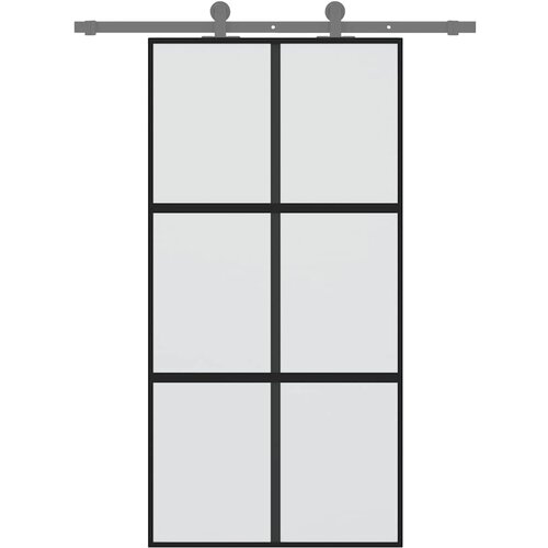  Klizna vrata crna 102,5x205 cm od kaljenog stakla i aluminija Slike