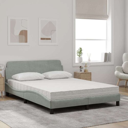 VidaXL krevet s madracem svjetlosivi 140x190 cm bar&amp;scaron;unasti Slike