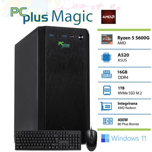PCPLUS magic amd ryzen 5 5600g 16gb 1tb nvme ssd windows 11 Cene
