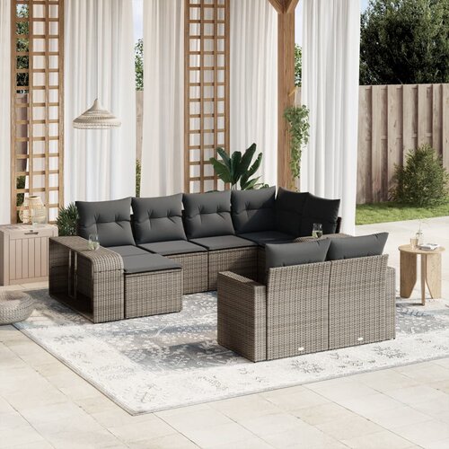 vidaXL 10-dijelni set vrtnih sofa od poliratana s jastucima sivi Cene