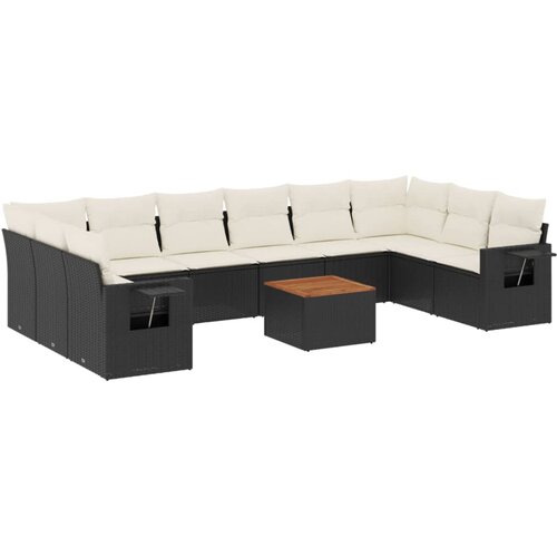  11-dijelni set vrtnih sofa od poliratana s jastucima crni Crna 62 x 62 x 69 cm Slike