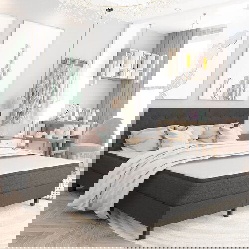VidaXL Boxspring postelja temno sivo blago 160x200 cm Slike