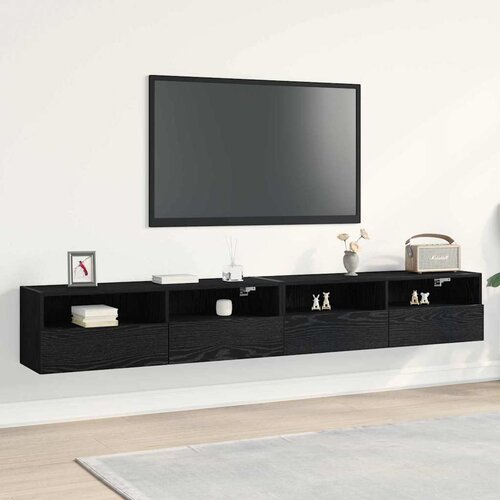 TV zidni ormar Zidne 2 pcs Crni hrast 100 x 30 x 30 cm Cijene