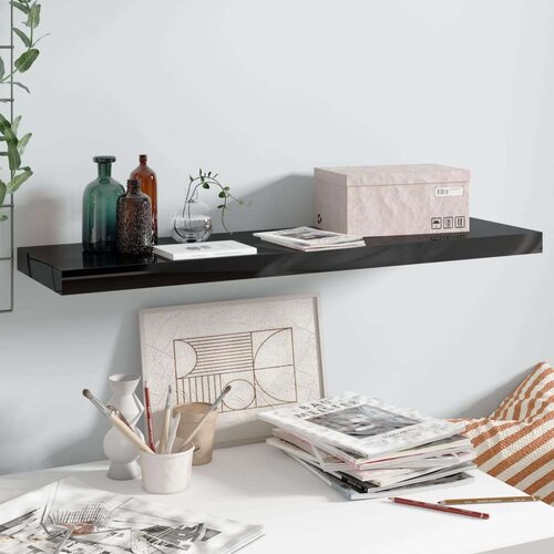  Plutajuća zidna polica visoki sjaj crna 90 x 23 5 x 3 8 cm MDF Cijene