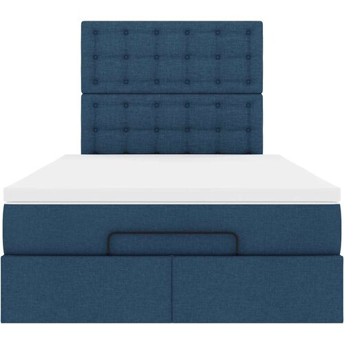  Otomanski krevet madracem i LED plava 120x190 cm tkanina Slike