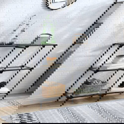 VidaXL Konzolni stol s prozirnom staklenom povr&amp;scaron;inom 98x30x81 cm čelik Slike