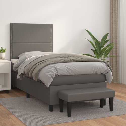  The Living Store Box spring postelja z vzmetnico siv 90x190 cm umetno usnje - Box Spring Postelja, (21521005) Slike