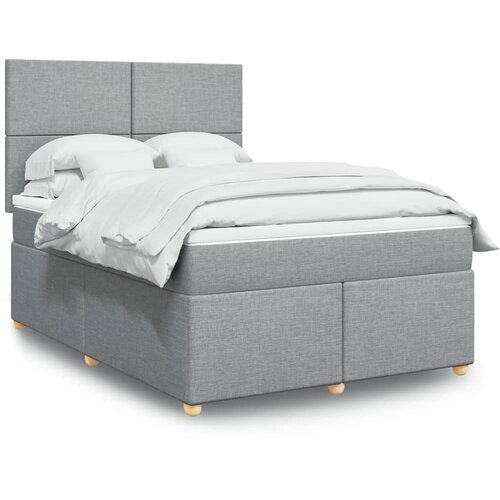 vidaXL Box spring postelja z vzmetnico svetlo siva 140x200 cm blago Cene